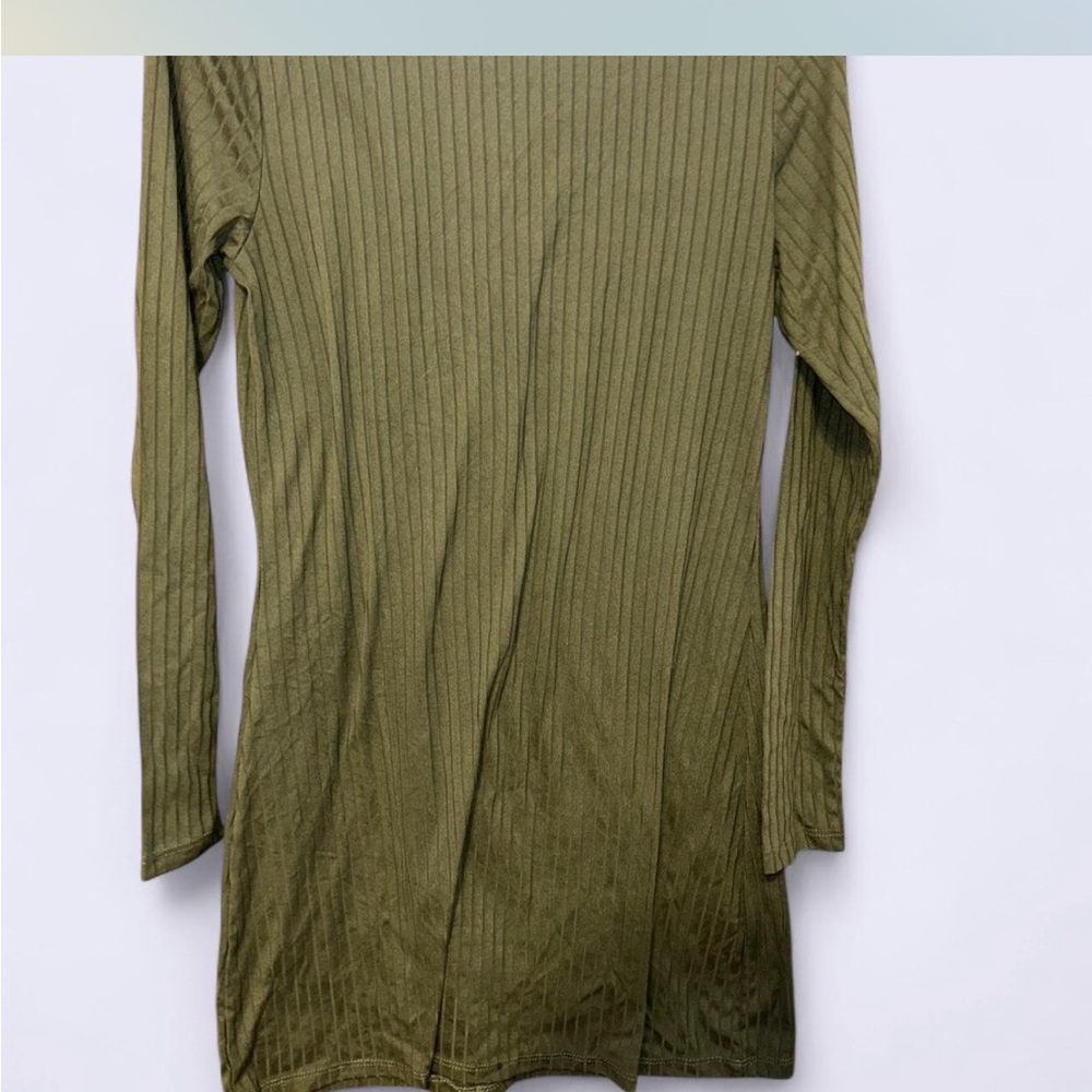 Olive Green Ribbed Long Sleeve Top